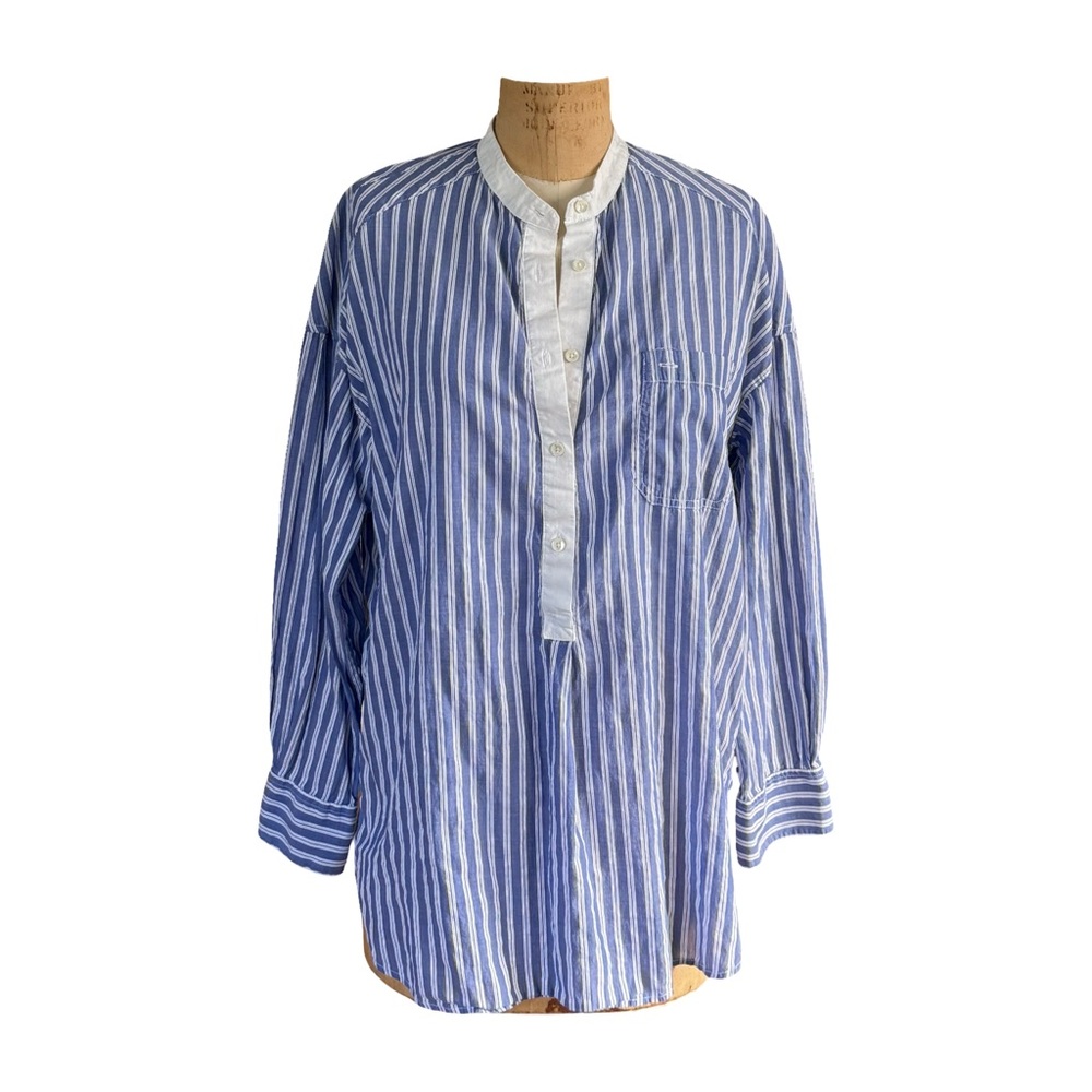 Alex Mill Women’s Relaxed Fit Oversized Popover Tunic Blue White Stripe